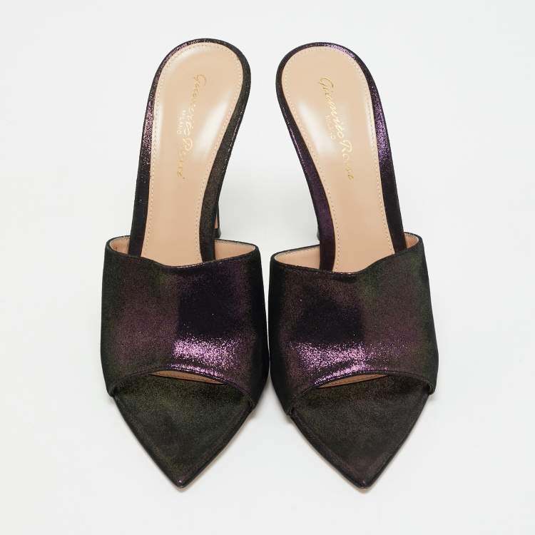 Pre Owned Gianvito Rossi Purple Suede Elle Slide Sandals Size 38
