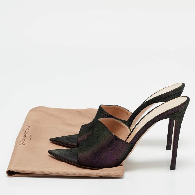 Pre Owned Gianvito Rossi Purple Suede Elle Slide Sandals Size 38