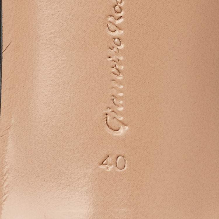 Pre Owned Gianvito Rossi Black Patent Leather Ribbon Slingback Sandals Size 40