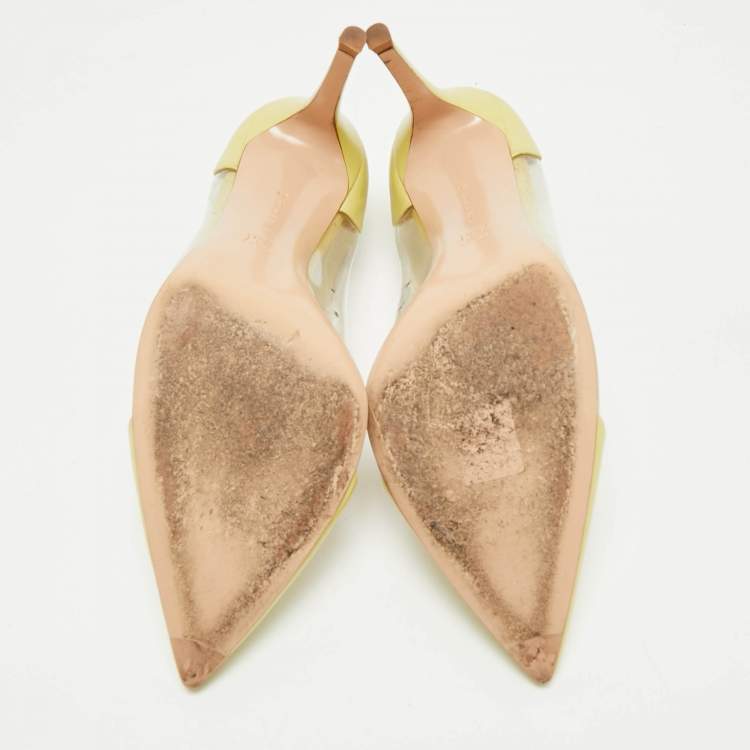 Pre Owned Gianvito Rossi Green Leather and PVC Plexi Pumps Size 41
