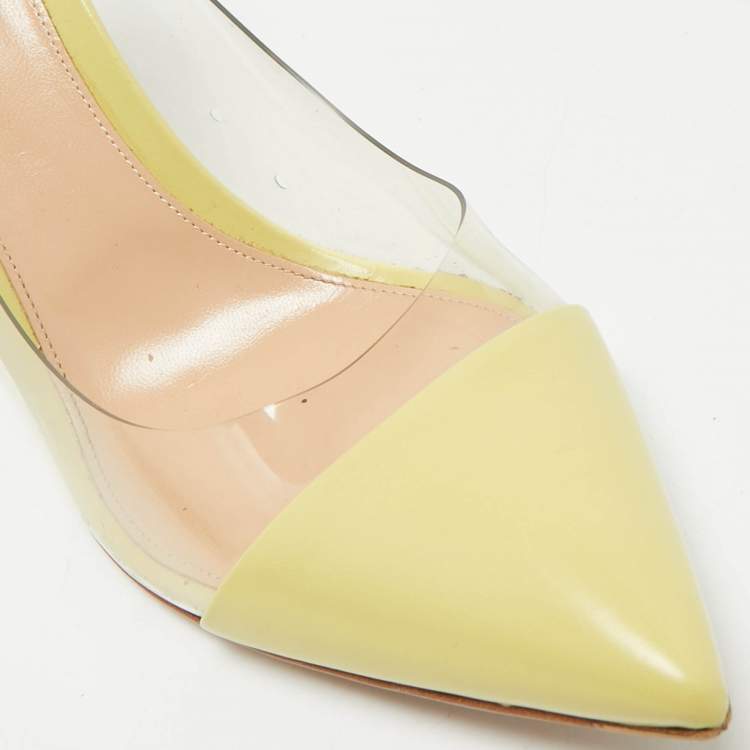 Pre Owned Gianvito Rossi Green Leather and PVC Plexi Pumps Size 41