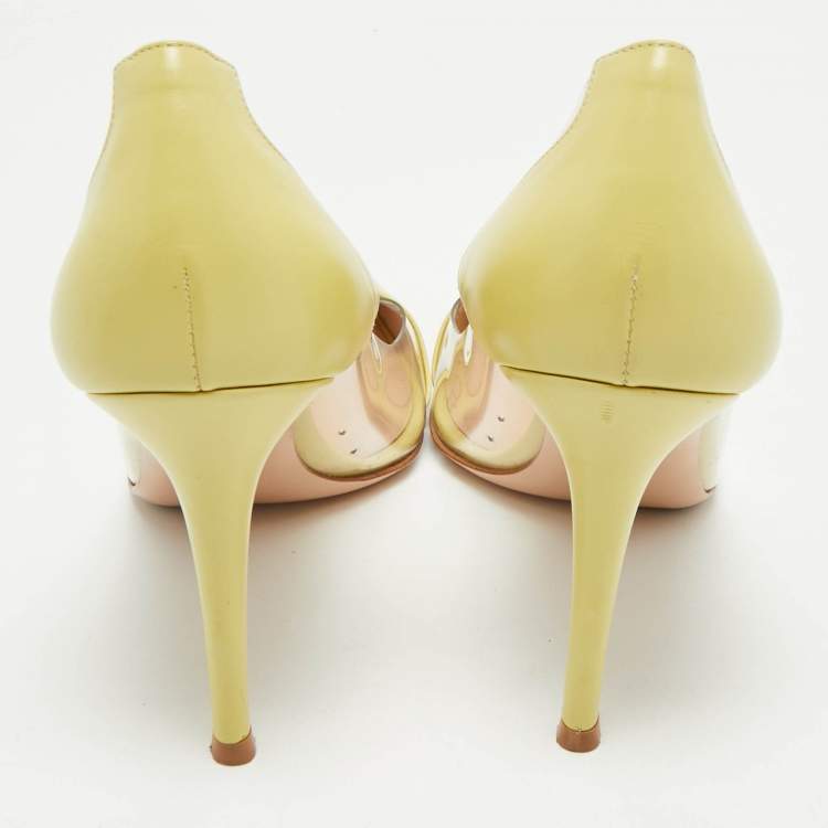 Pre Owned Gianvito Rossi Green Leather and PVC Plexi Pumps Size 41