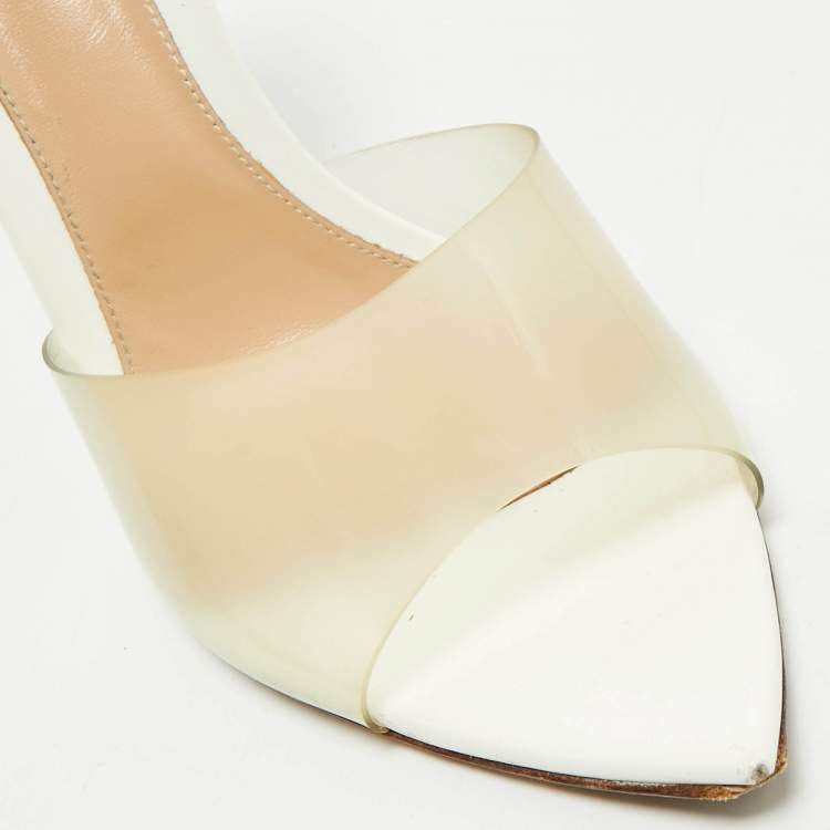 Pre Owned Gianvito Rossi White PVC Elle Slide Sandals Size 41