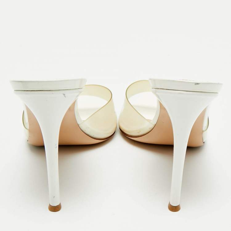 Pre Owned Gianvito Rossi White PVC Elle Slide Sandals Size 41