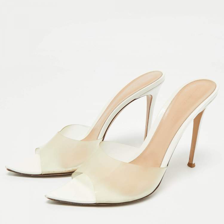 Pre Owned Gianvito Rossi White PVC Elle Slide Sandals Size 41