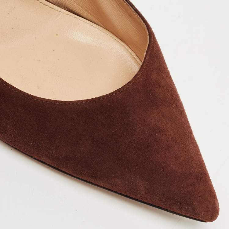 Pre Owned Gianvito Rossi Dark Brown Suede Gianvito 105 Pointed Toe Pumps Size 41