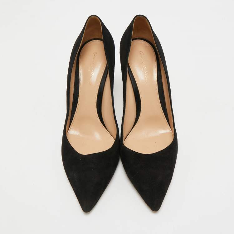 Pre Owned Gianvito Rossi Black Suede Gianvito Pointed Toe Pumps Size 41