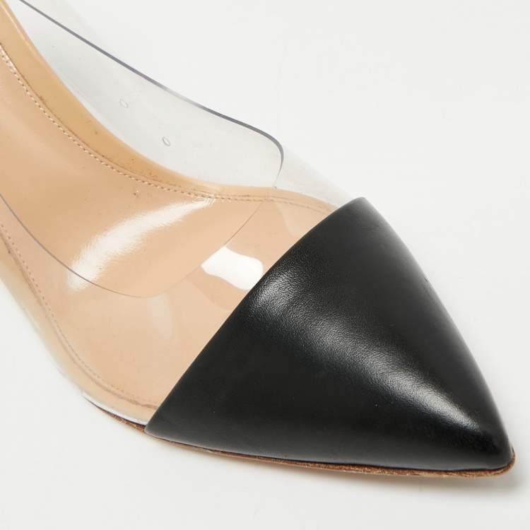 Pre Owned Gianvito Rossi Two Tone Patent Leather and PVC Plexi Pumps Size 41