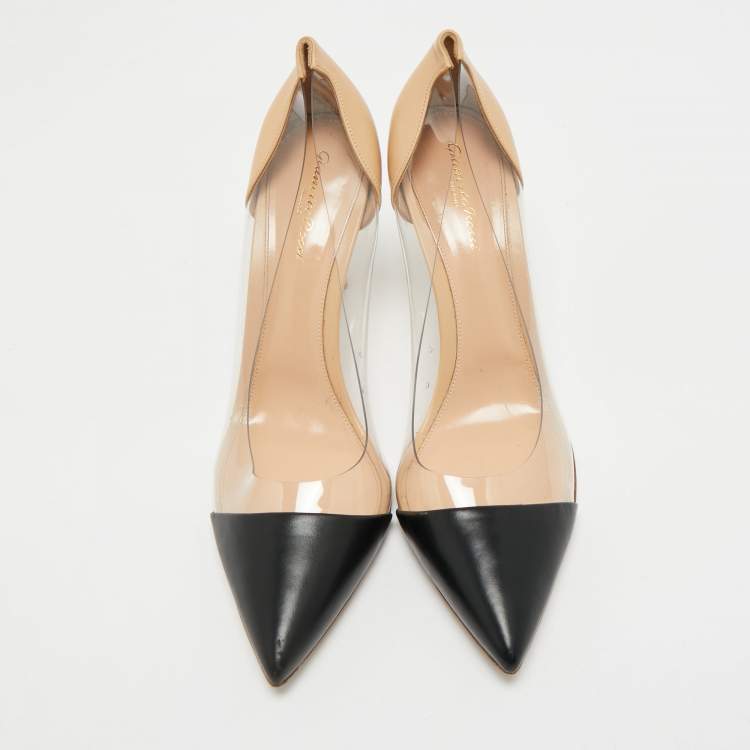 Pre Owned Gianvito Rossi Two Tone Patent Leather and PVC Plexi Pumps Size 41