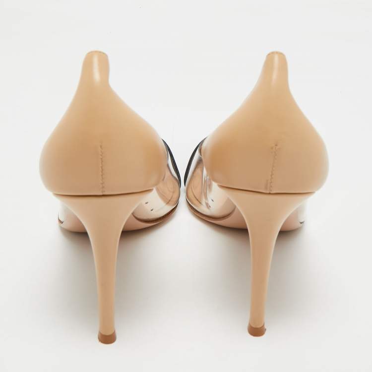 Pre Owned Gianvito Rossi Two Tone Patent Leather and PVC Plexi Pumps Size 41