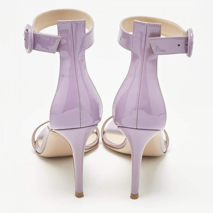 Pre Owned Gianvito Rossi Lilac Patent Leather Portofino Sandals Size 39