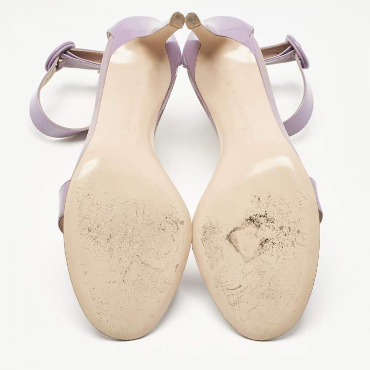 Pre Owned Gianvito Rossi Lilac Patent Leather Portofino Sandals Size 39