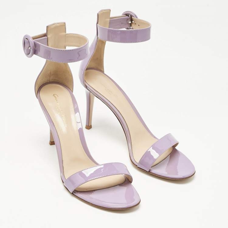 Pre Owned Gianvito Rossi Lilac Patent Leather Portofino Sandals Size 39