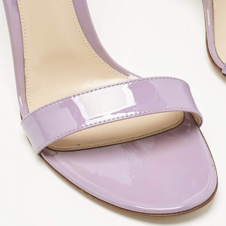 Pre Owned Gianvito Rossi Lilac Patent Leather Portofino Sandals Size 39