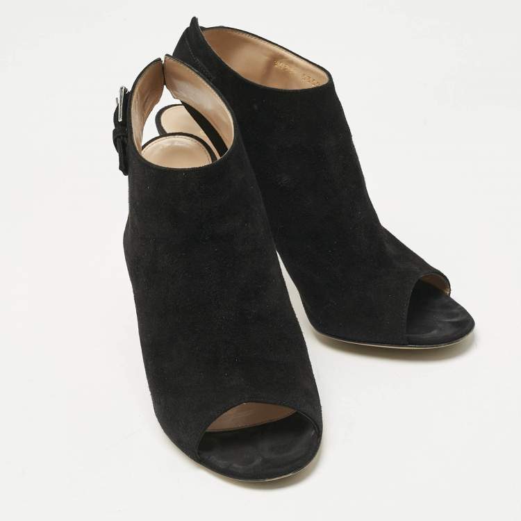 Pre Owned Gianvito Rossi Black Suede Open Toe Slingback Sandals Size 39.5