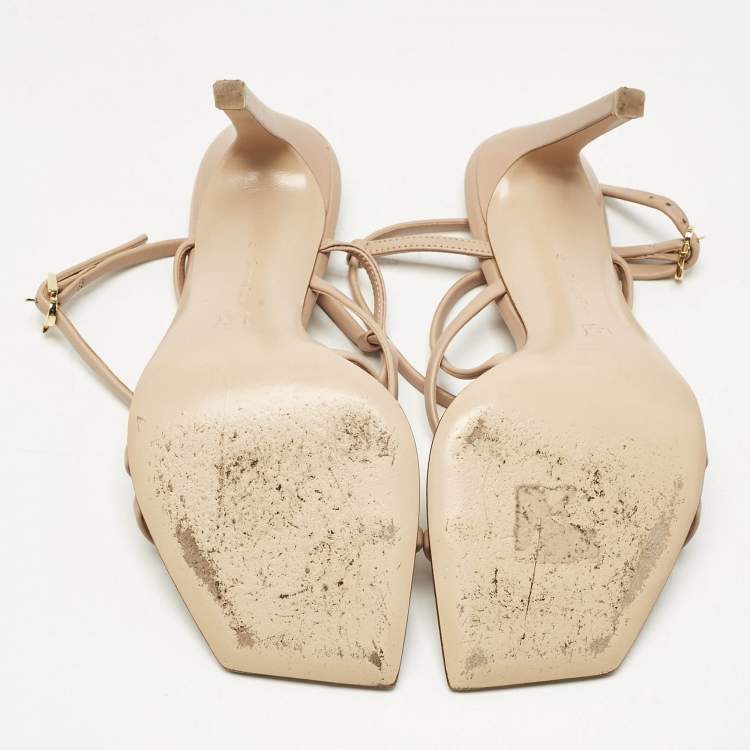 Pre Owned Gianvito Rossi Beige Leather Manilla Sandals Size 37