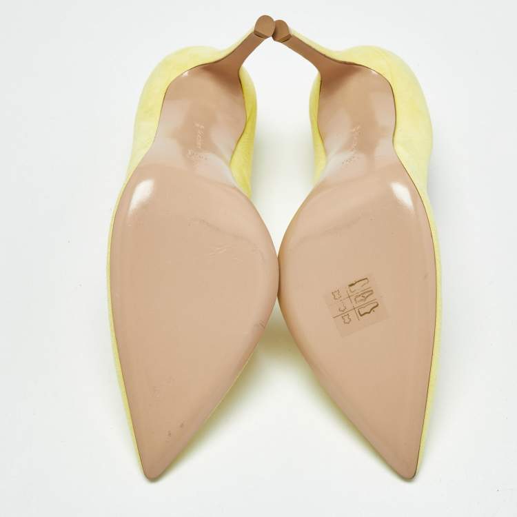 Pre Owned Gianvito Rossi Green Suede Pointed Toe Pumps Size 39