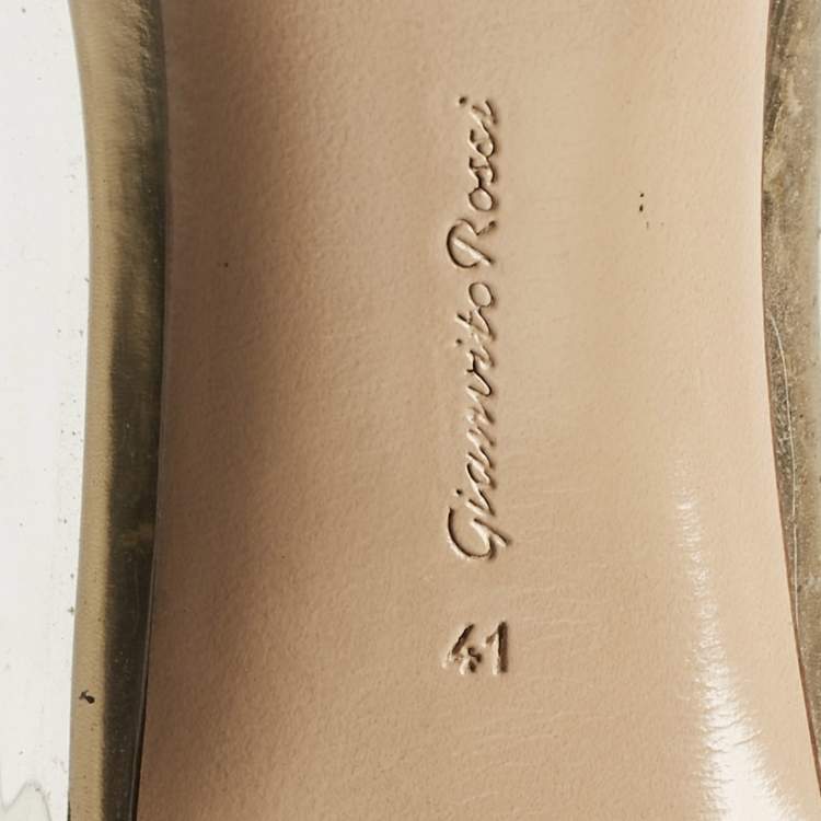 Pre Owned Gianvito Rossi Gold/Transparent  Leather and PVC Plexi Pointed Toe Pumps Size 41