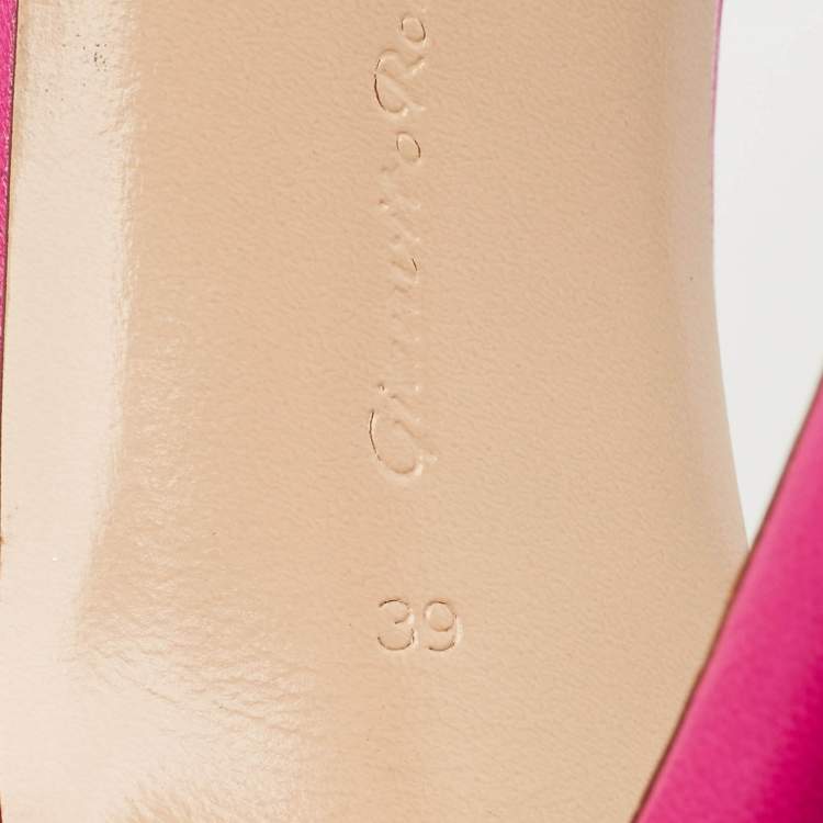 Pre Owned Gianvito Rossi Transparent/Pink PVC and Leather Lace Up Slide Sandals Size 39