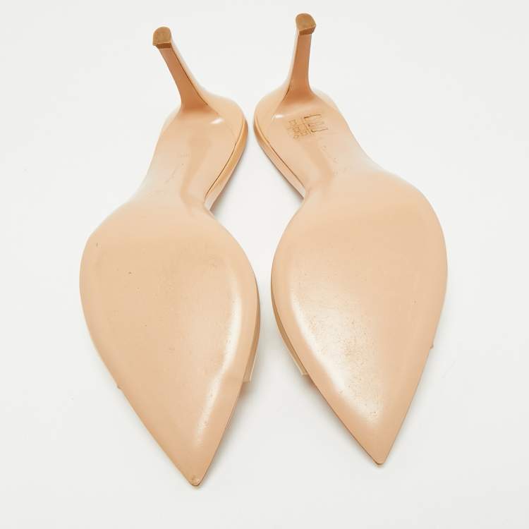 Pre Owned Gianvito Rossi Beige PVC Elle Slide Sandals Size 39.5