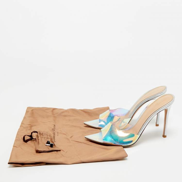 Pre Owned Gianvito Rossi Iridescent PVC Elle Slide Sandals Size 39