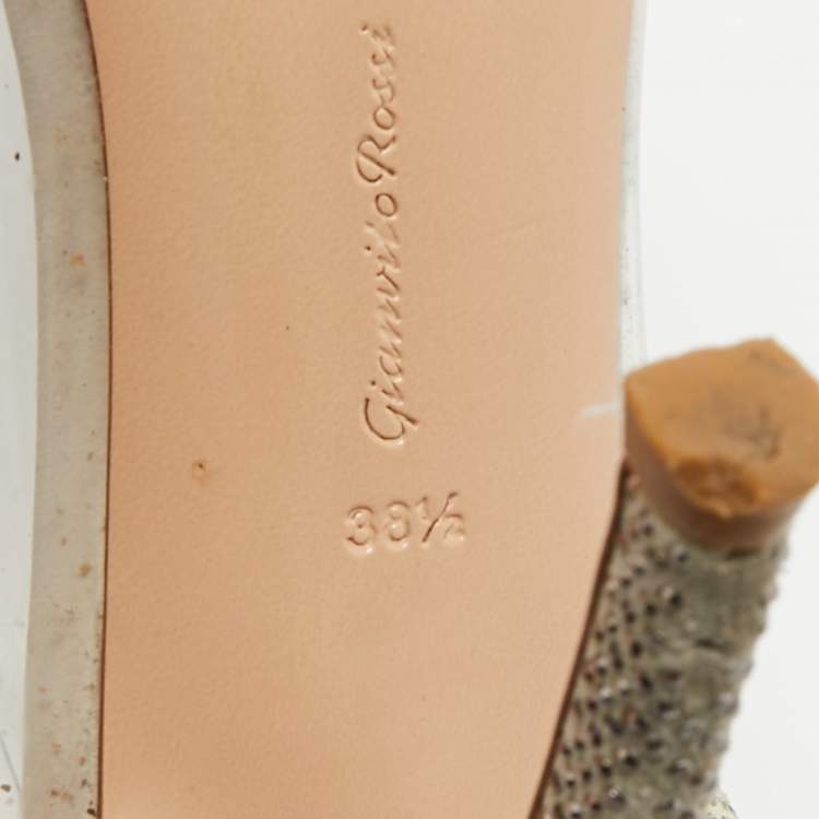 Pre Owned Gianvito Rossi PVC And Suede Stud Embellished Plexi Pumps Size 38.5