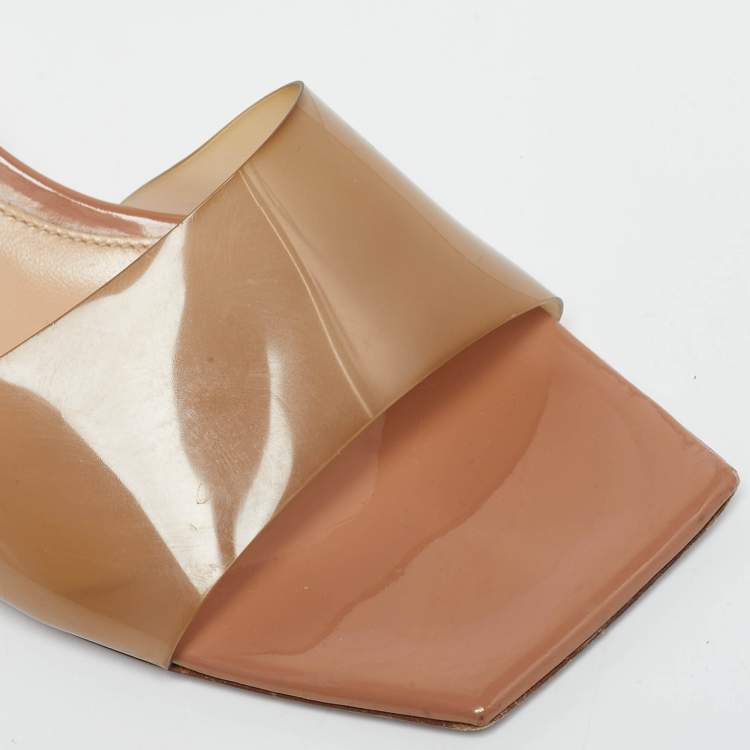 Pre Owned Gianvito Rossi Beige PVC  Cosmic Mules Size 38