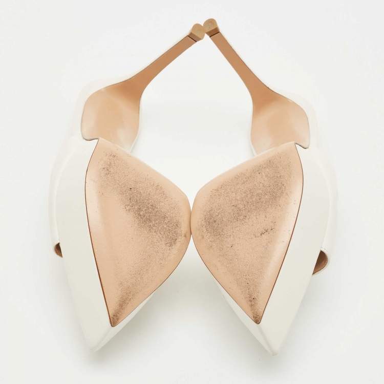 Pre Owned Gianvito Rossi White Leather Betty Platform Sandals Size 40           