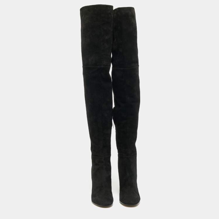 Pre Owned Gianvito Rossi Black Suede Knee Length Boots Size 39