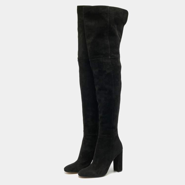 Pre Owned Gianvito Rossi Black Suede Knee Length Boots Size 39
