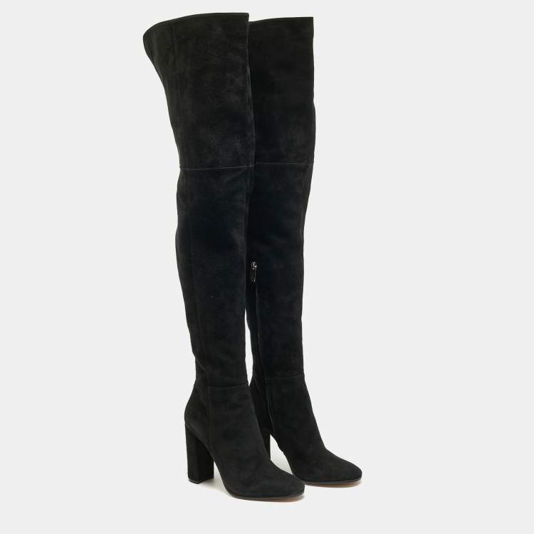 Pre Owned Gianvito Rossi Black Suede Knee Length Boots Size 39