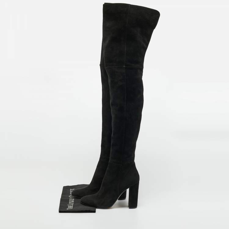 Pre Owned Gianvito Rossi Black Suede Knee Length Boots Size 39