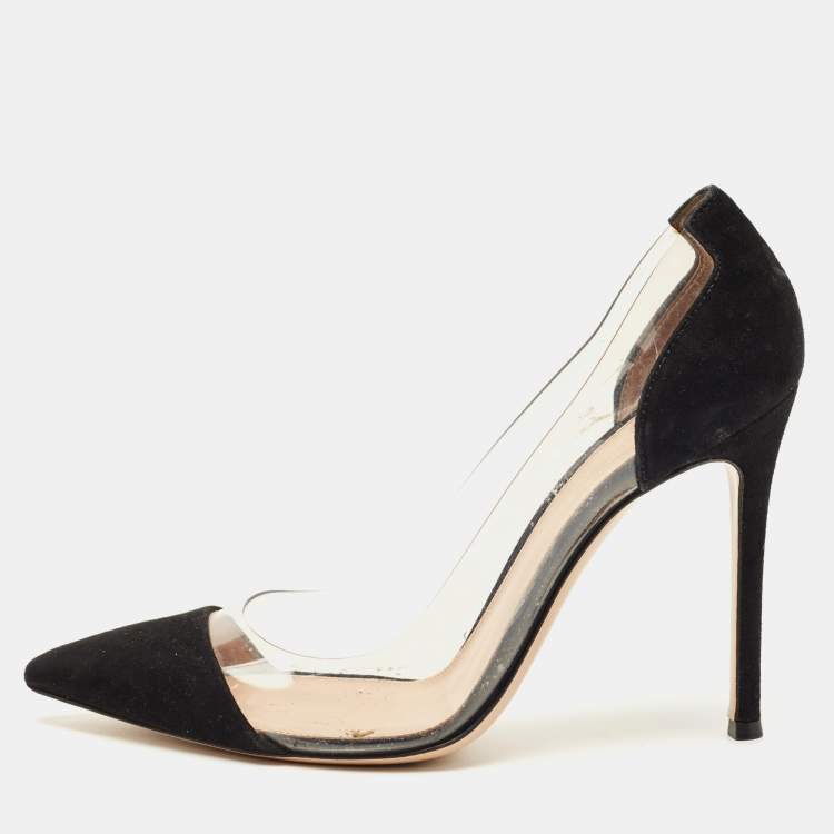 مملوكة مسبقًا Gianvito Rossi Black PVC and Suede Plexi Pumps Size 37