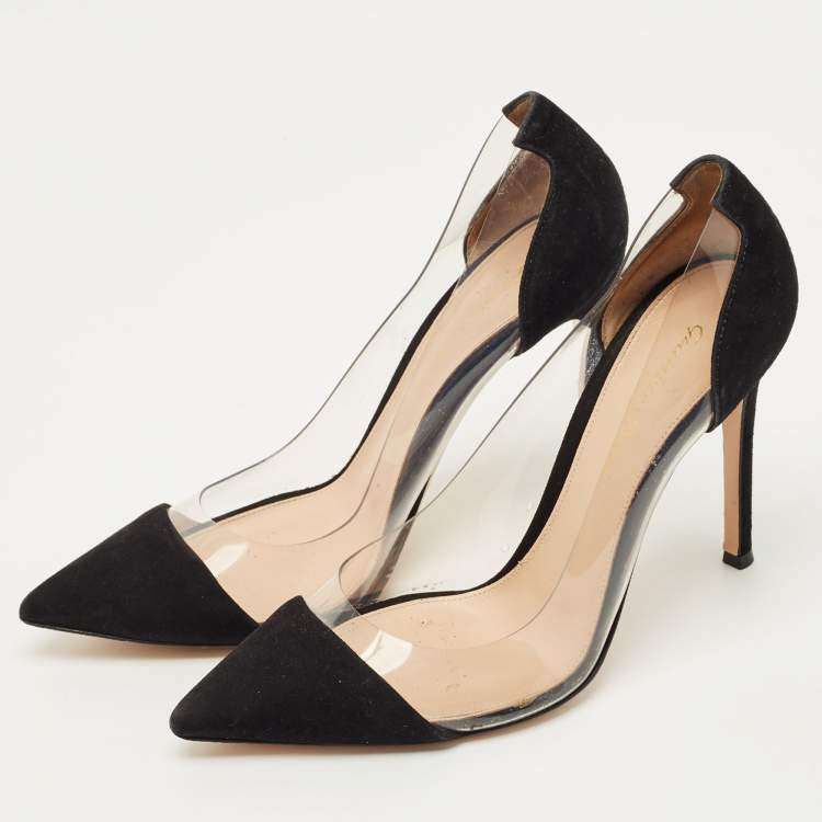 مملوكة مسبقًا Gianvito Rossi Black PVC and Suede Plexi Pumps Size 37