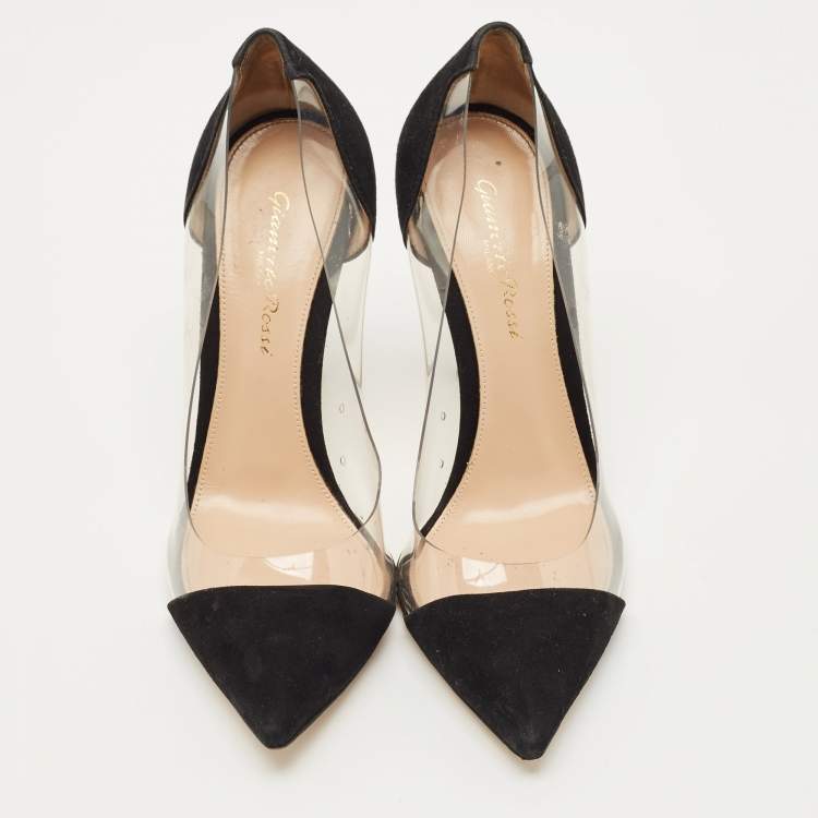 مملوكة مسبقًا Gianvito Rossi Black PVC and Suede Plexi Pumps Size 37