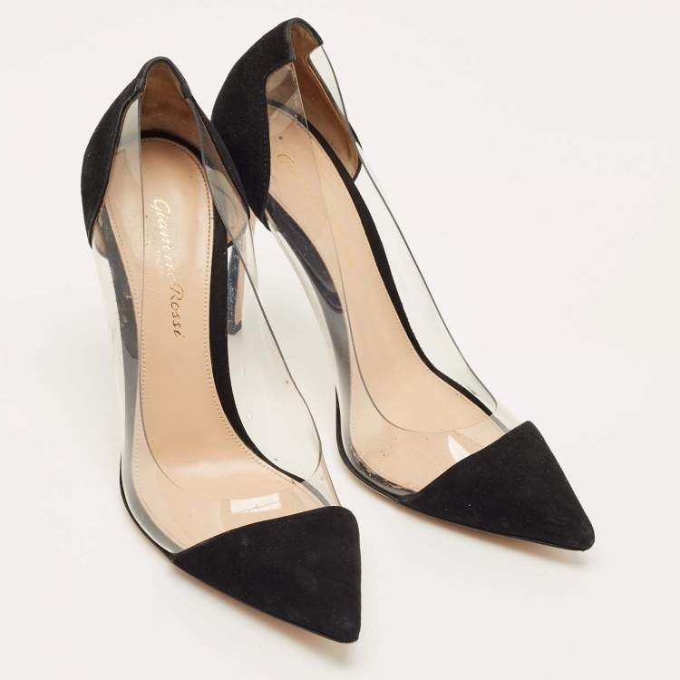 مملوكة مسبقًا Gianvito Rossi Black PVC and Suede Plexi Pumps Size 37