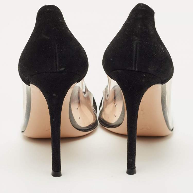 مملوكة مسبقًا Gianvito Rossi Black PVC and Suede Plexi Pumps Size 37