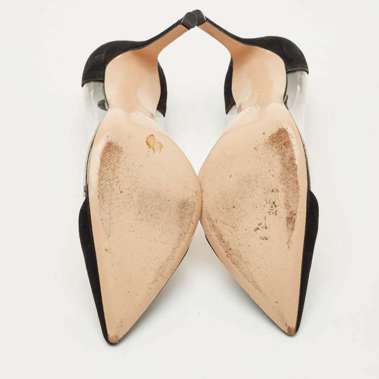 مملوكة مسبقًا Gianvito Rossi Black PVC and Suede Plexi Pumps Size 37