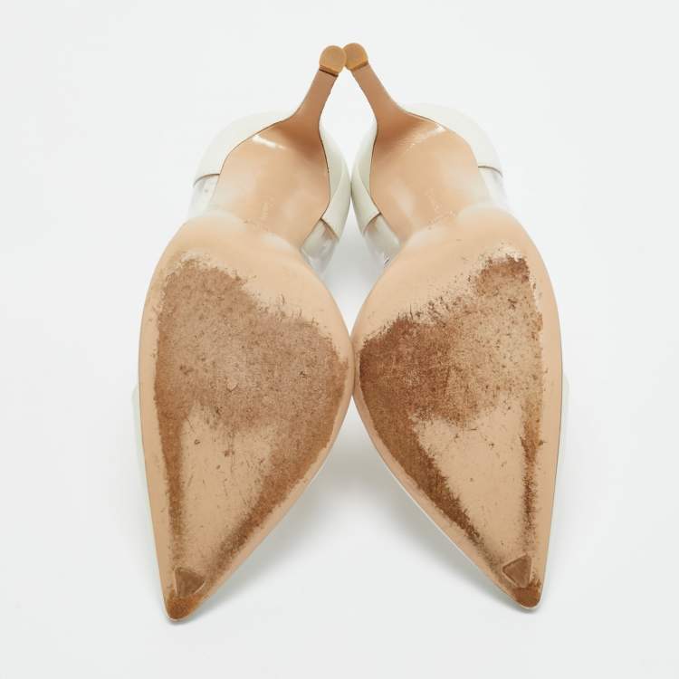 Pre Owned Gianvito Rossi Transparent/White Leather and PVC Plexi Pumps Size 37