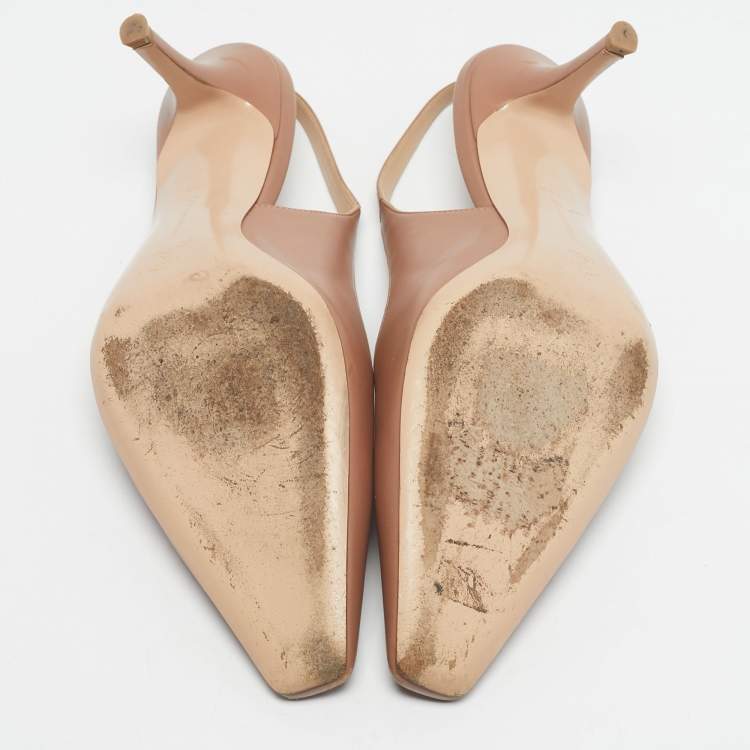 Pre Owned Gianvito Rossi Brown Leather Slingback Pumps Size 38.5
