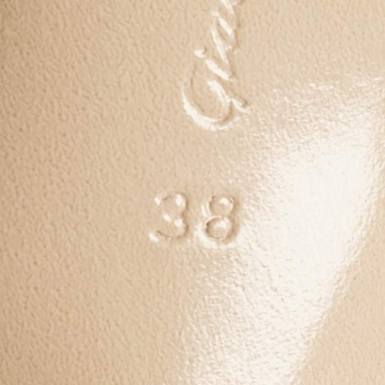 Pre Owned Gianvito Rossi Beige/Black Leather Cap Toe Lucy Slingback Pumps Size 38