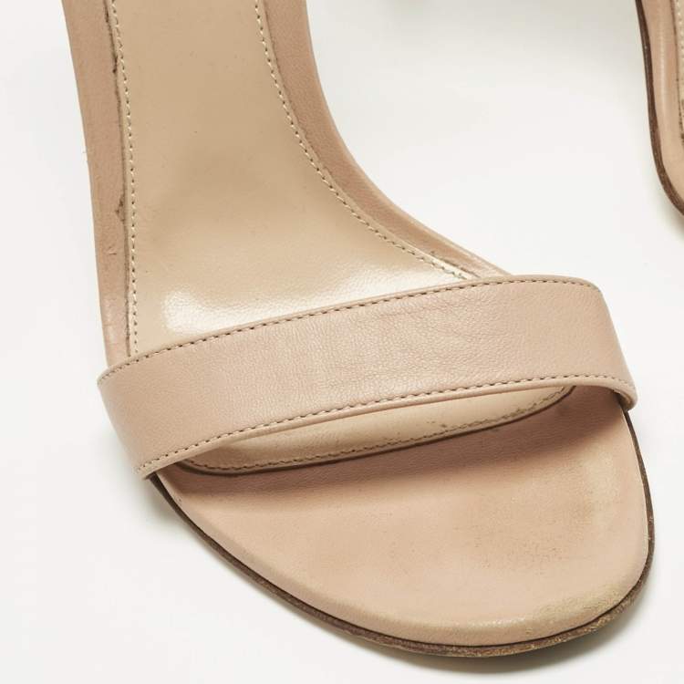 Pre Owned Gianvito Rossi Beige Leather Portofino Ankle Strap Sandals Size 39