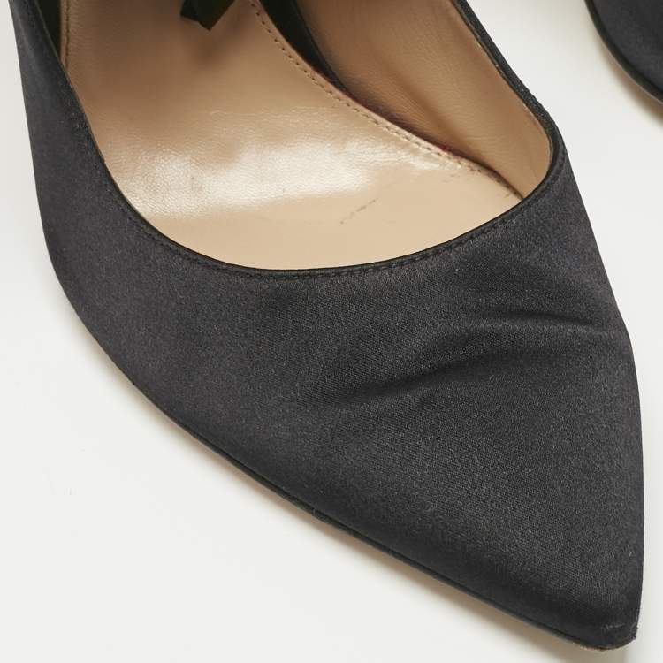 Pre Owned Gianvito Rossi Black Satin Gala Ankle Wrap Pumps Size 41