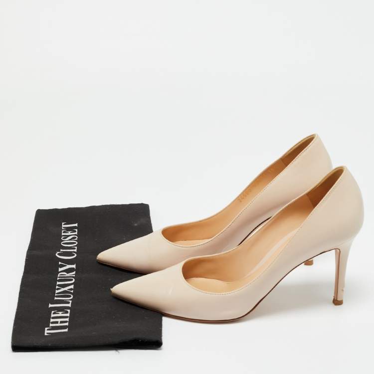 Pre Owned Gianvito Rossi Cream Leather Gianvito 105 Pumps Size 38