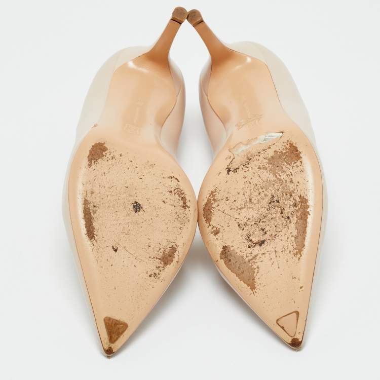 Pre Owned Gianvito Rossi Cream Leather Gianvito 105 Pumps Size 38