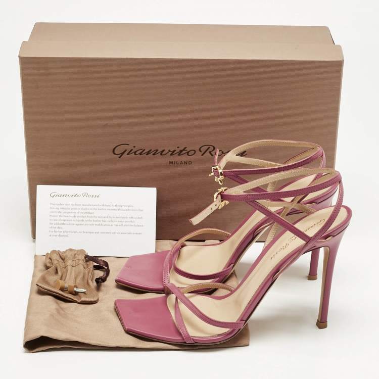 Pre Owned Gianvito Rossi Pink Leather Georgina Sandals Size 38.5