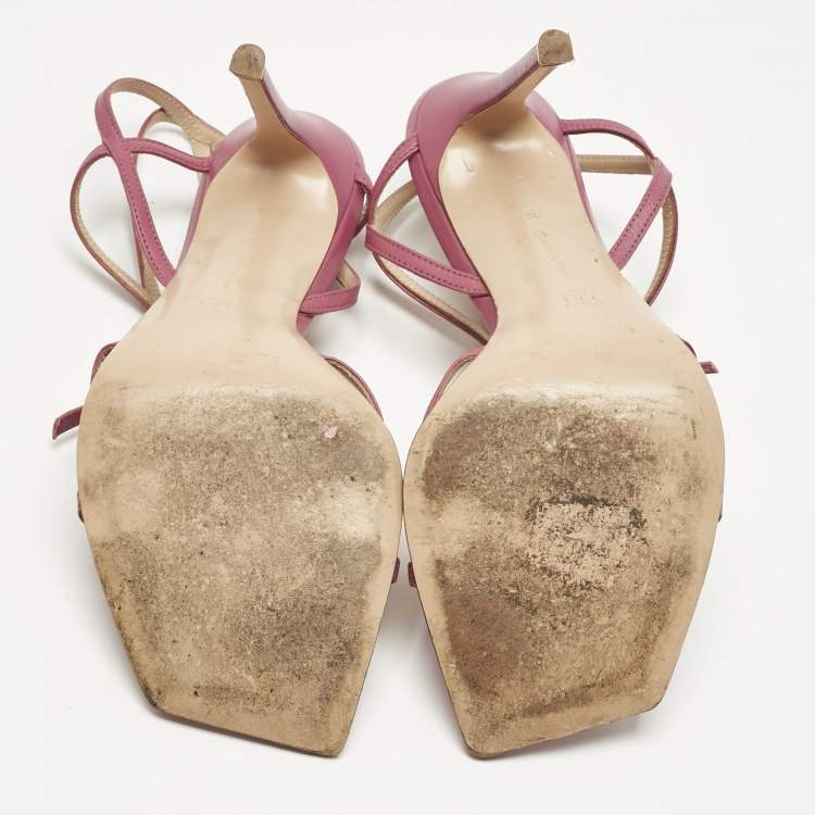 Pre Owned Gianvito Rossi Pink Leather Georgina Sandals Size 38.5