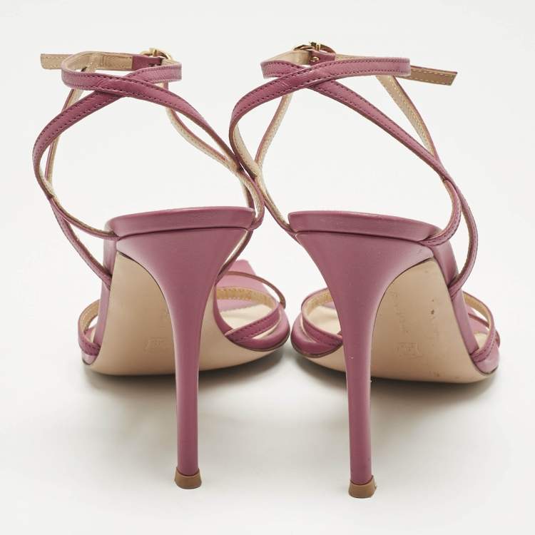 Pre Owned Gianvito Rossi Pink Leather Georgina Sandals Size 38.5