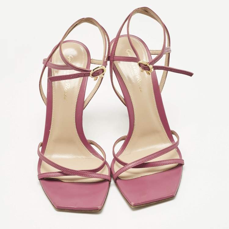 Pre Owned Gianvito Rossi Pink Leather Georgina Sandals Size 38.5
