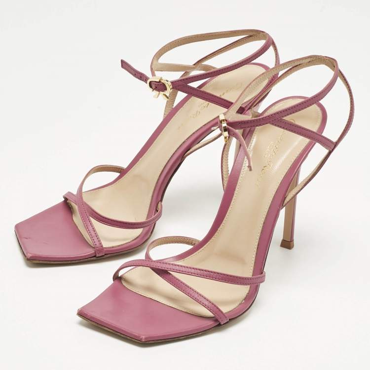Pre Owned Gianvito Rossi Pink Leather Georgina Sandals Size 38.5